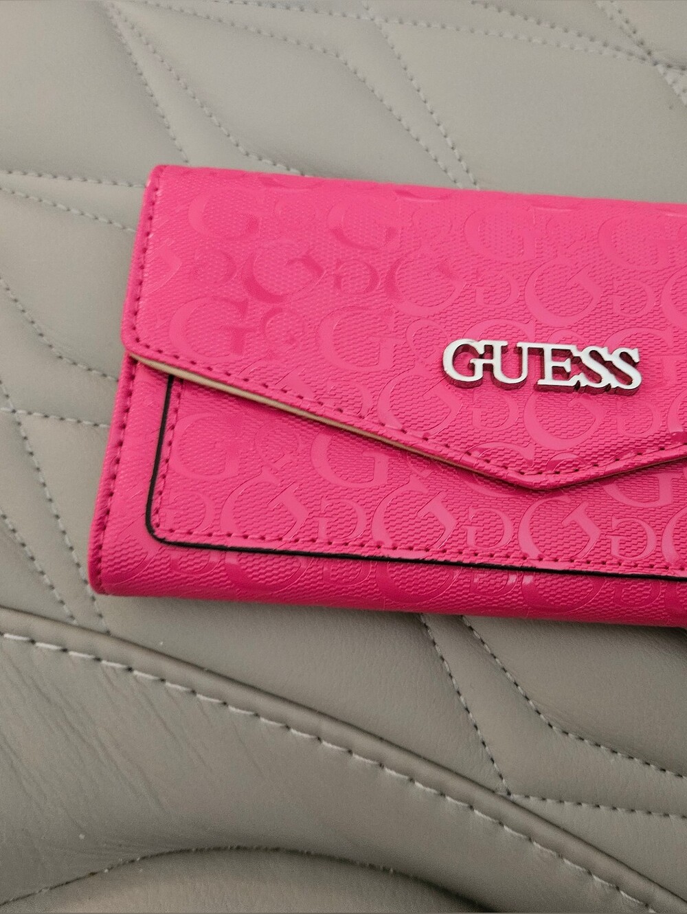 GUESS Hot Pink Signature Logo Flap Wallet